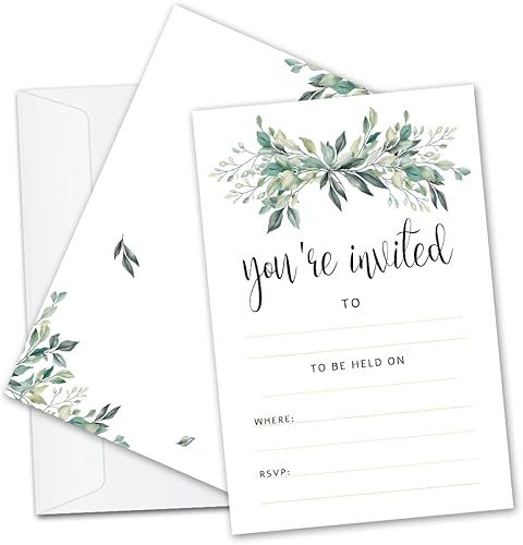 25 invitaciones de recepción de boda, tarjetas de invitaciones de relleno de despedida de soltera, invitaciones de compromiso con sobres, hermosos y