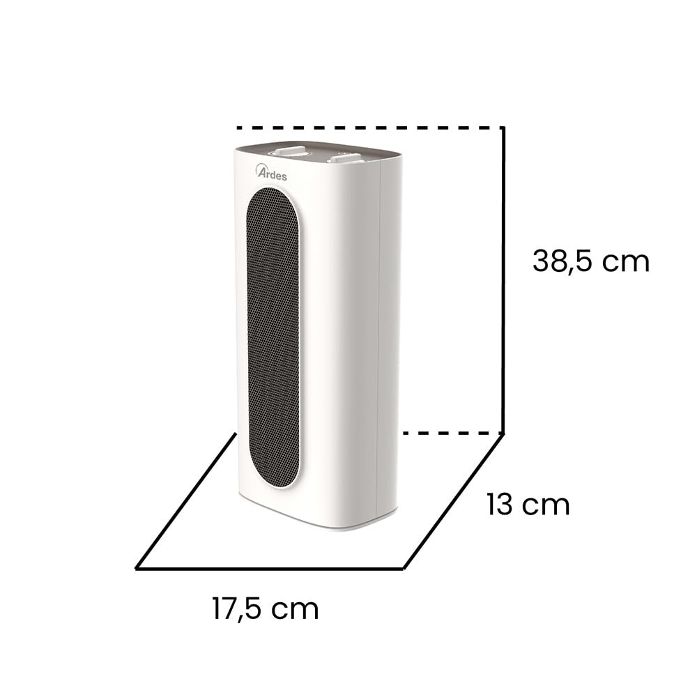 ARDES AR4P18 SOUND XL Oscylacyjny grzejnik ceramiczny 2000 W, grzejnik z panelem sterującym, cichy grzejnik oscylacyjny przenośny z uchwytem