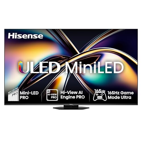 Migliori TV 85 pollici Hisense TV 85' Mini-LED 165Hz 4K 2025 85U8Q, Octagonal Stand, Dolby Atmos Multi-Channel Surround 4.1.2, Smart TV VIDAA U9 con 1000+APP, Dolby Vision IQ, HDR 10+, 165Hz Game Mode Ultra, Alexa Built-in