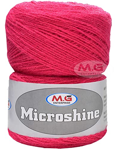 Image of M.G Microshine Magenta (200 gm) Wool Hank Hand Knitting Wool /Art Craft Soft Fingering Crochet Hook Yarn, Needle Knitting Yarn Thread dye N Y MB