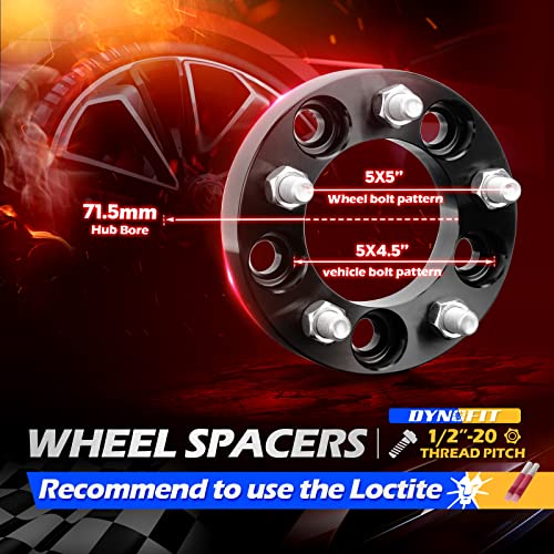 5X4.5 To 5X5 Wheel Adapters 4Pcs For Je-Ep Jk Wk Wj Xk Wheels On Tj Yj Kk Xj Mj Kj Zj, Dynofit 5X114.3Mm To 5X127Mm 1.25" Forged Conversion Wheel Adapters 1/2" Thread, Bolts Pattern Changed Spacers #TOP1