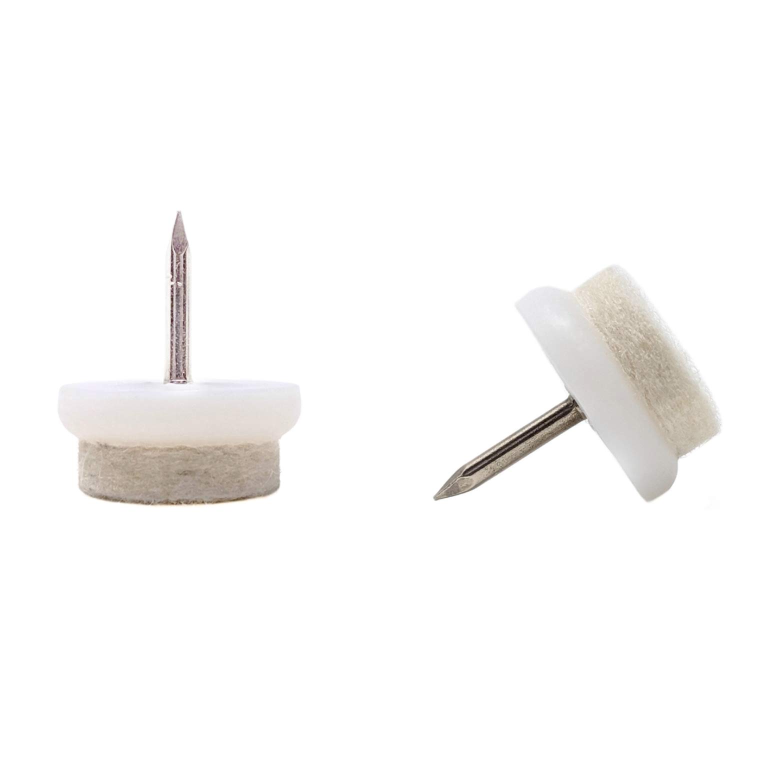 Felt Furniture Gliders. Nail In Chair Sofa Feet Pads (White, 21mm, 100 Pack, Free 2mm Drill Bit)- (See Second Image for Dimensions) Quality Floor Protectors by Keay Vital Parts- Made in Germany โ image 1