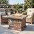 COSIEST Outdoor Propane Fire Pit Table w Faux Brown Ledgestone 32-inch Square Fire Table, Certified, 50,000 BTU Stainless Steel Burner, Free Lava Rocks, Fits 20lb Tank Inside
