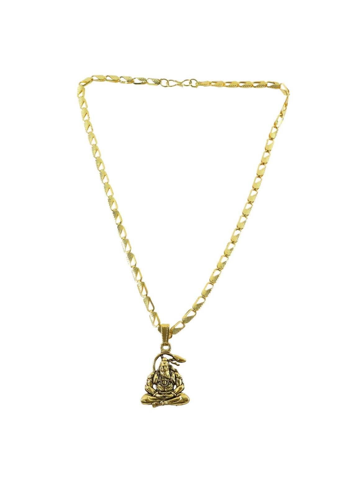 Hanuman Ji Idol Pendant Necklace, Gold Plated Alloy, Religious Theme, Lobster Clasp Chain for Men-image-4