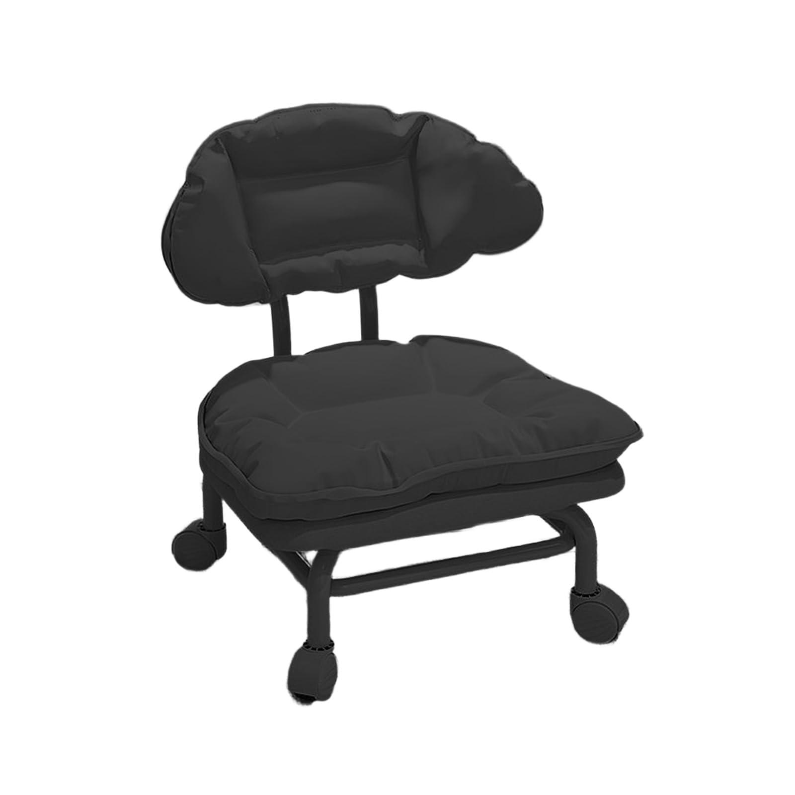 Avsmgp Black Entry Movable Shoe Stool With Backrest,Low Height 360° Rotating Rolling Stool- Pu Material Easy To Clean- For Bedroom, Living Room, Office, Entry,Makeup,Pedicure,