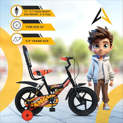Image of Austin Tango Kids Bike-Comfort & Convenience with Side Support Backrest and Chain Cover 14 T (inch) Road Cycle