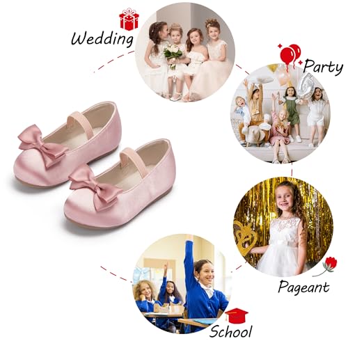 Image of PHIRAMIN Toddler Flower Girl Dress Shoes - Little Girl Ballet Flats Bow Wedding Party