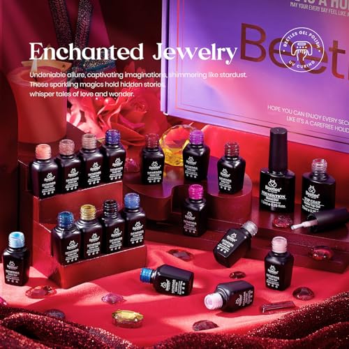 beetles Gel Polish Conjunto de 39 peças de esmalte de gel vermelho borgonha azul verde nude rosa rox