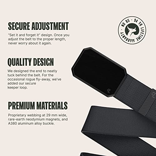 Black/Stone and Gun Metal/Brown Groove Belt Bundle - Men's Stretch Nylon Belt with Magnetic Aluminum Buckle, Lifetime Coverage - X-Large2