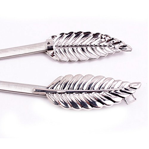 PixNOR cinto elástico elástico dourado fivela folha prata fivela ajustável pacote com 2