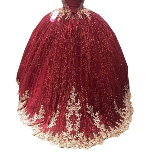 Mollybridal Blingbling Sequins Fabric Long Queen Shawl Ball Gown Quinceanera Prom Dresses Crystal 20254