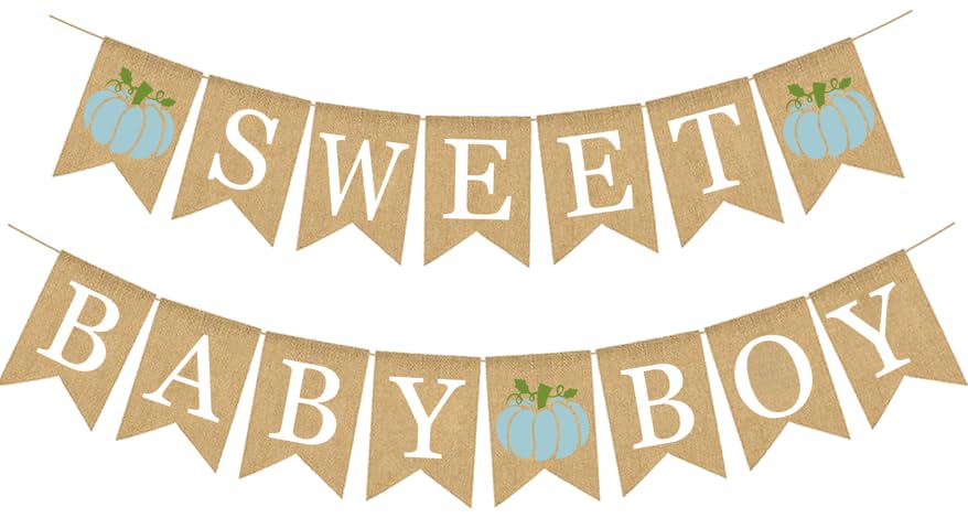 Sweet Pumpkin Baby Shower Banner Fall Theme Welcome Boy Burlap Garlands Bunting Autumn Decoration Blue