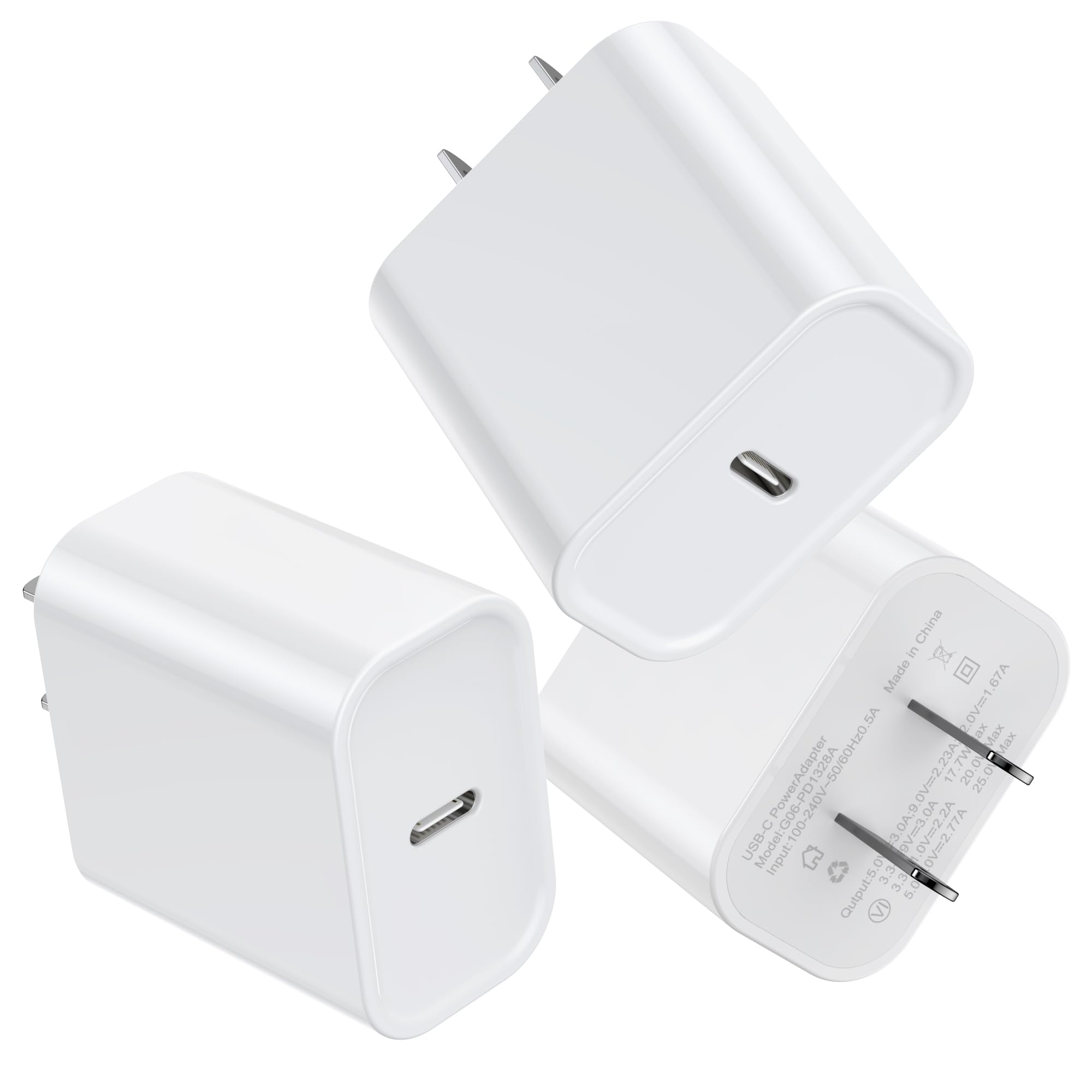 3 Pack USB C Charger Block, iGENJUN Phone 16 15 Chargers Block 20W PD Power Adapter, USB C Wall Charger Compatible with Phone 15/15Pro/15Pro Max/15Plus/14/13/12/11,Xs/X, Pad, Galaxy and More, WhiteCarbonfree Certified