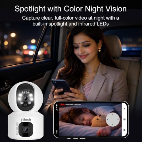 Image of IFITech 360 4MP Dual Lens Wi-Fi CCTV Camera | 2MP Each Lens, Wi-Fi Indoor Home Security Camera | 2 Way Talk | Motion Detection | Color Night Vision | Supports SD Card Up to 256GB (Not Included)