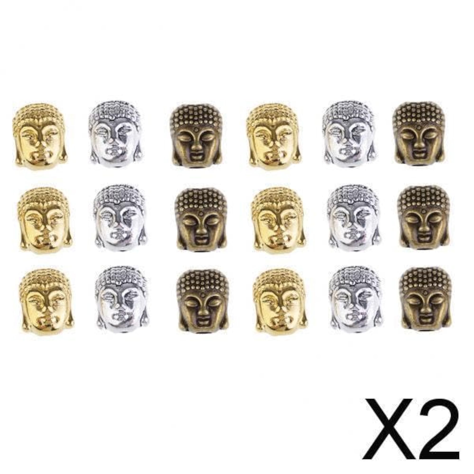 2x18 Pieces Buddha Head Shape Loose Beads for Charms