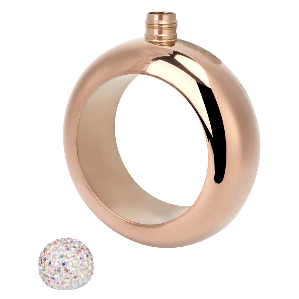 Nikou Bottiglia di Alcol in Acciaio Inox Bracciale, Braccialetto da Fiaschetta per Danza, Compleanno, Festa, Club, Bar, Oro Rosa Brillante, 230ml, 10x11,9cm