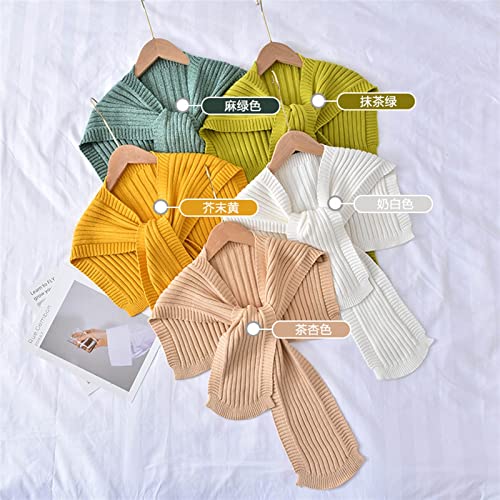 Scarf Autumn and Winter Knotted Netflix Knitting Shawl Women's Outside with Skirt Short Cape Fake Collar (Color : Ivory White, Size : Medium)4