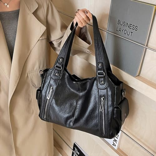 Women Soft PU Leather Shoulder Bag Waterproof Casual Hand Bag with Multi-Pockets Crossbody Bag for Work Travel4