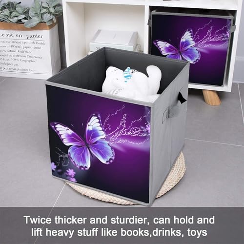 Boîte de rangement pliable papillon violette empilable pour placard