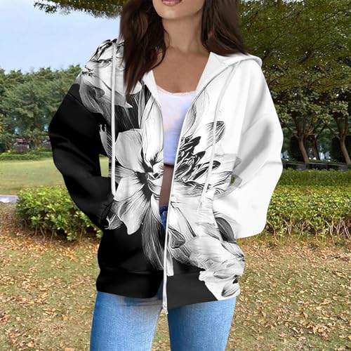 Zip Up Hoodie Women Casual Oversized Sweatshirts - Fall Fashion Fleece Lined Jacket - Thick Warm Coat Winter Clothing