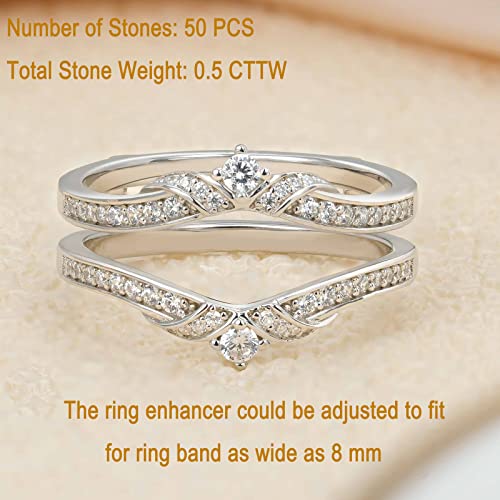 Wedding Ring Guard Enhancers for Women Ajustable Curved Bands Stackable Half Eternity Rings AAAAA CZ 925 Sterling Size 4-123