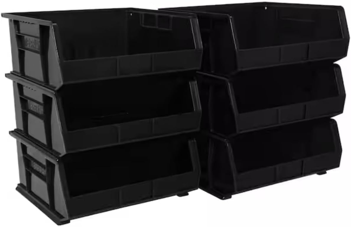 Black Plastic Storage Shelf Bins (6-pack) LY80450