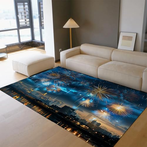 Tapis antidérapant lavable feux d'artifice grand format - 4