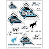 Ford Bronco Black Diamond 6"x 8" 11-Decal Sticker Sheet | Durable Vinyl Stickers | Weather and UV-Resistant, Easy Peel-Off Off-Road Graphics