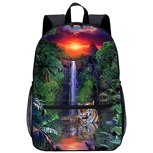 Sac à dos imprimé 3D cascade pour voyage scolaire et loisir adulte