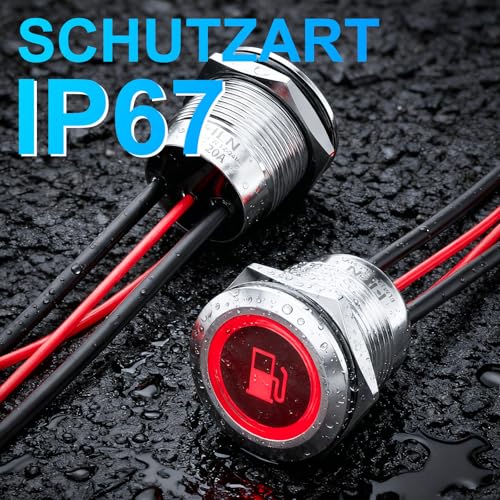 Image of 2PCS 19mm LED Momentary Push Button Switch 12V 24V IP67 White | Stainless Steel 20A with 185 Replaceable Symbols Marine Boat, Engine Start, Horn, Momentary Control