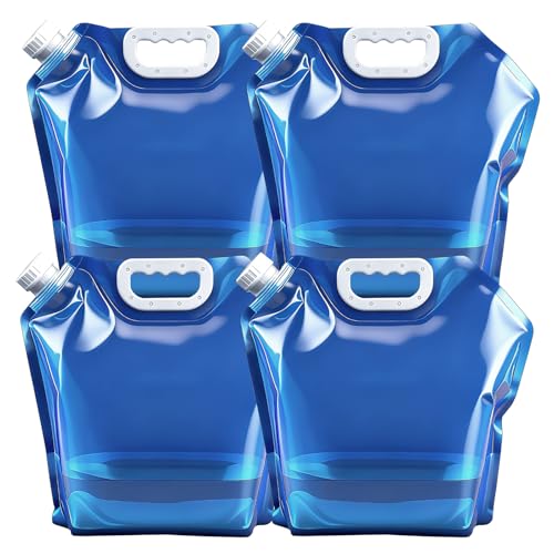 Dalephoric 4 Pezzi Tanica Acqua Pieghevole 10L, Tanica Pieghevole, Senza BPA, Taniche per Acqua Portatili, Contenitori Pieghevoli per Acqua, Riutilizzabile, per Campeggio, Emergenza, Picnic, Blu