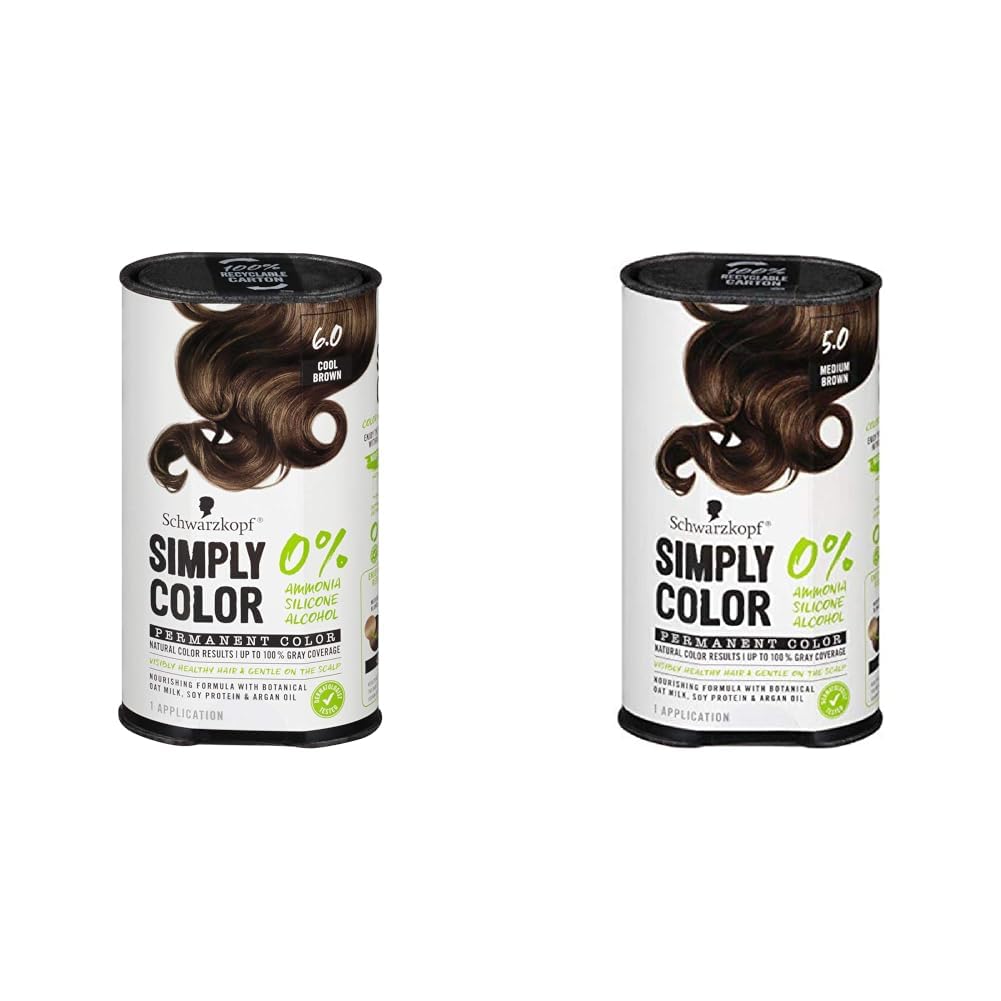 Amazon.com : Schwarzkopf Simply Color Hair Color 6.0 Cool Brown & 5.0 ...