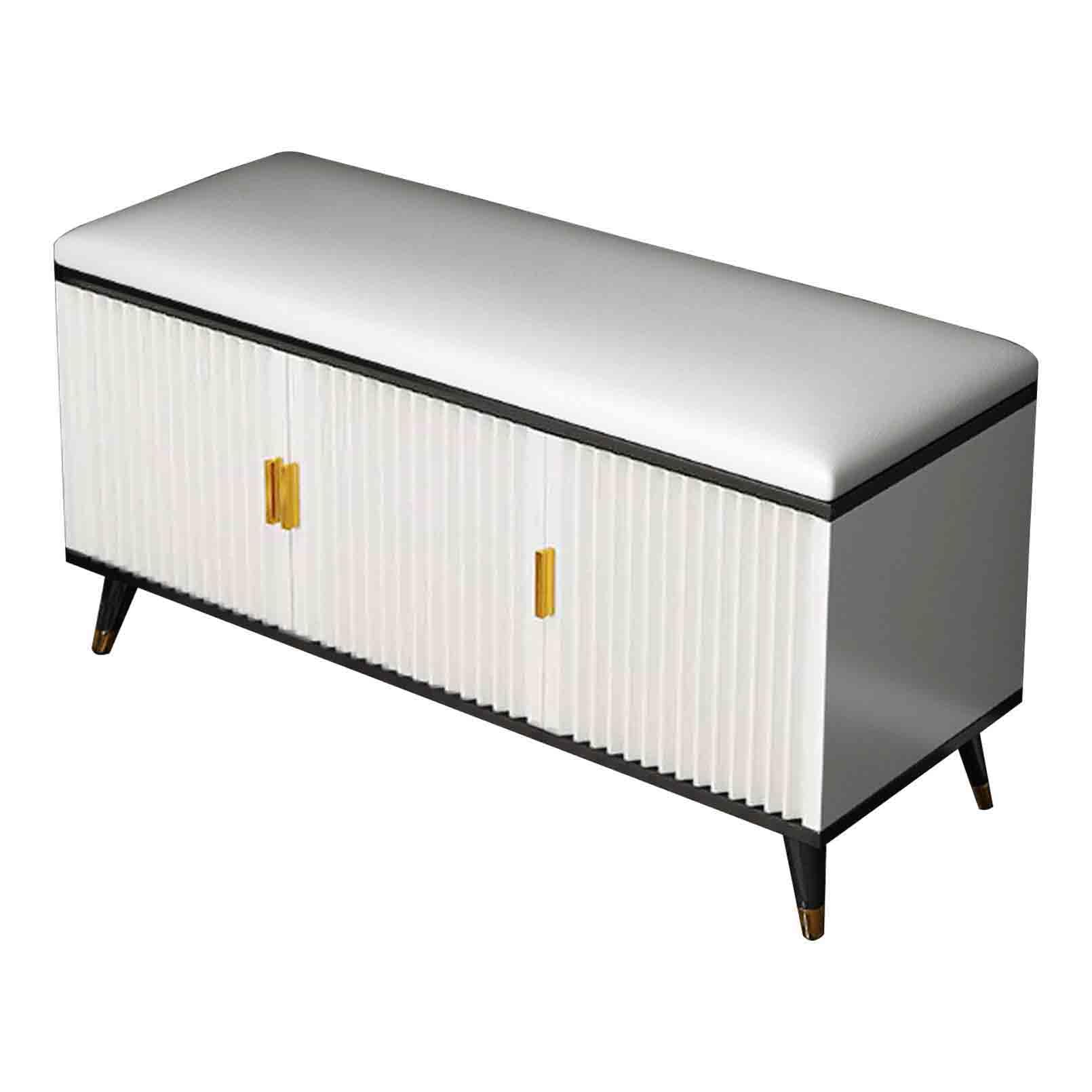 Banc à chaussures 2 niveaux avec siège rembourré PU et rangement caché pour couloir