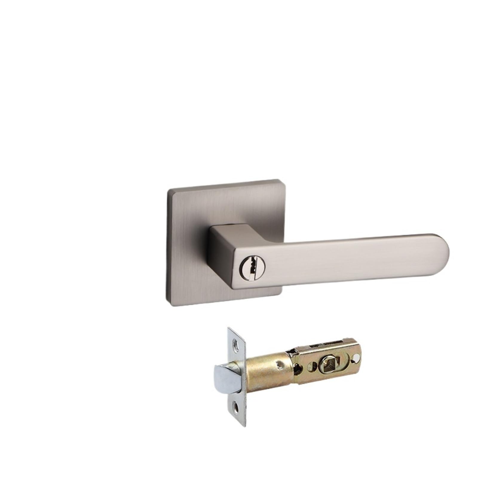 Sjloynwq Brushed - With Key Three-Pole Handle Lock With Red And Green Indicator Light Door With Key(Brushed - With Key)