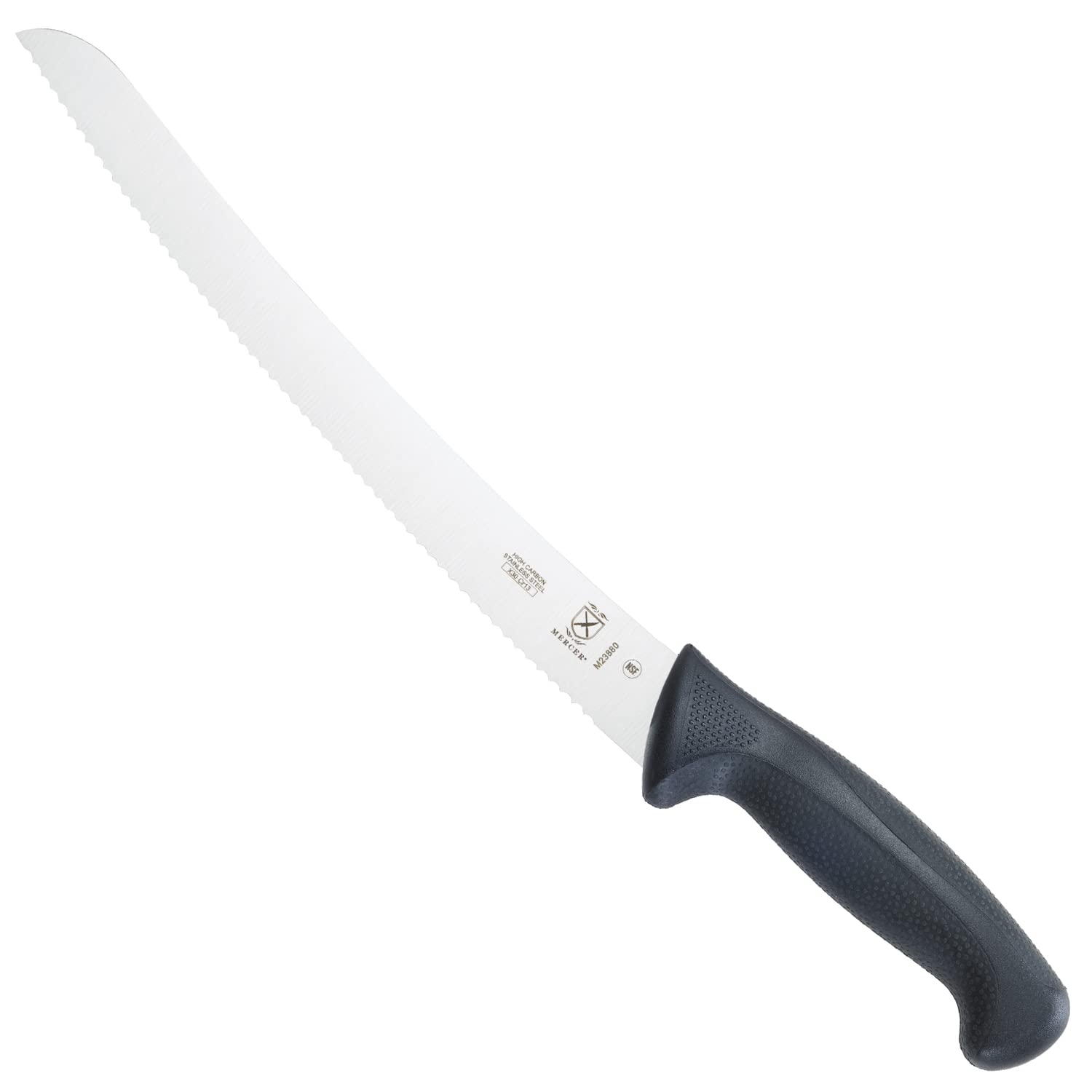 Mercer Culinary M23880 Millennia Black Handle, 10-Inch Curved Wavy Edge, Bread Knife