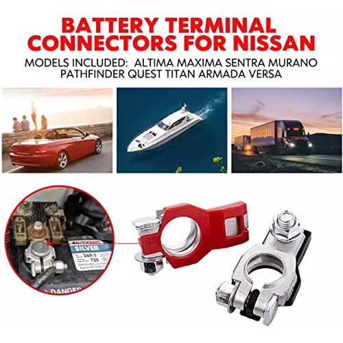 Battery Terminals For Nissan, Positive And Negative 1 Pair, Top Post Batteries Connectors With Plastic Bottoms, Automotive Accessories Universal For Nissan 243407F000 243407F001 #TOP5