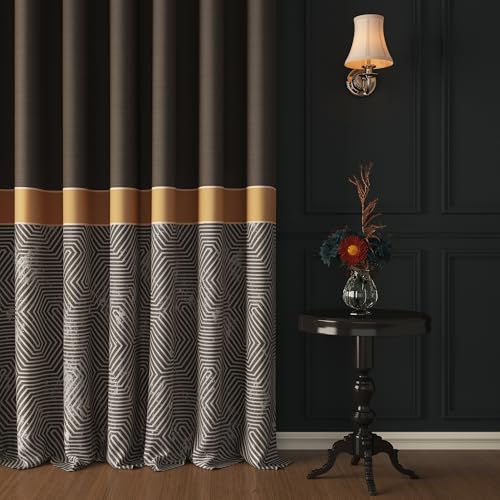 Image of Story@Home Blackout Digital Print Window Curtains 5 Feet Long Set of 2 | Room Darkening Curtain | Thermal Insulated Curtains for Living Room | (118 X 152 Cm, Dark Brown)