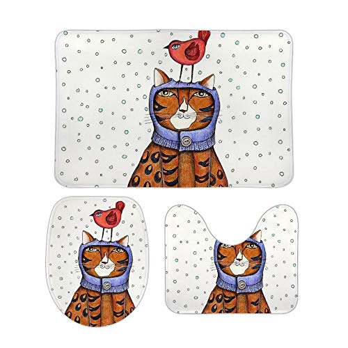 HOTLIFE-234 Coral Velvet Vloermat Drie sets Passe-montagne -up Inclusief 60X40cm Hoge-absorberend WC-bril en 50X40cm Microvezel Zacht Fluffy Badkamer Tapijt, Antislip Mat Wasbaar