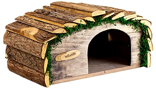 Woodside Hedgehog House & Hibernation Shelter with Bark Roof Safe & Secure Predator Proof Outdoor Habitat/Feeding Station