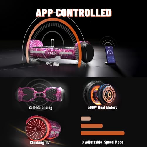 Image of SIMATE Scooter, Colorful LED Light-Up Wheels, Bluetooth Speakers and APP, Dual 250W Motors, 8.5 mph Max Speed & 8.5 Miles Max Range, Gifts for Kids Adults Girls Boys