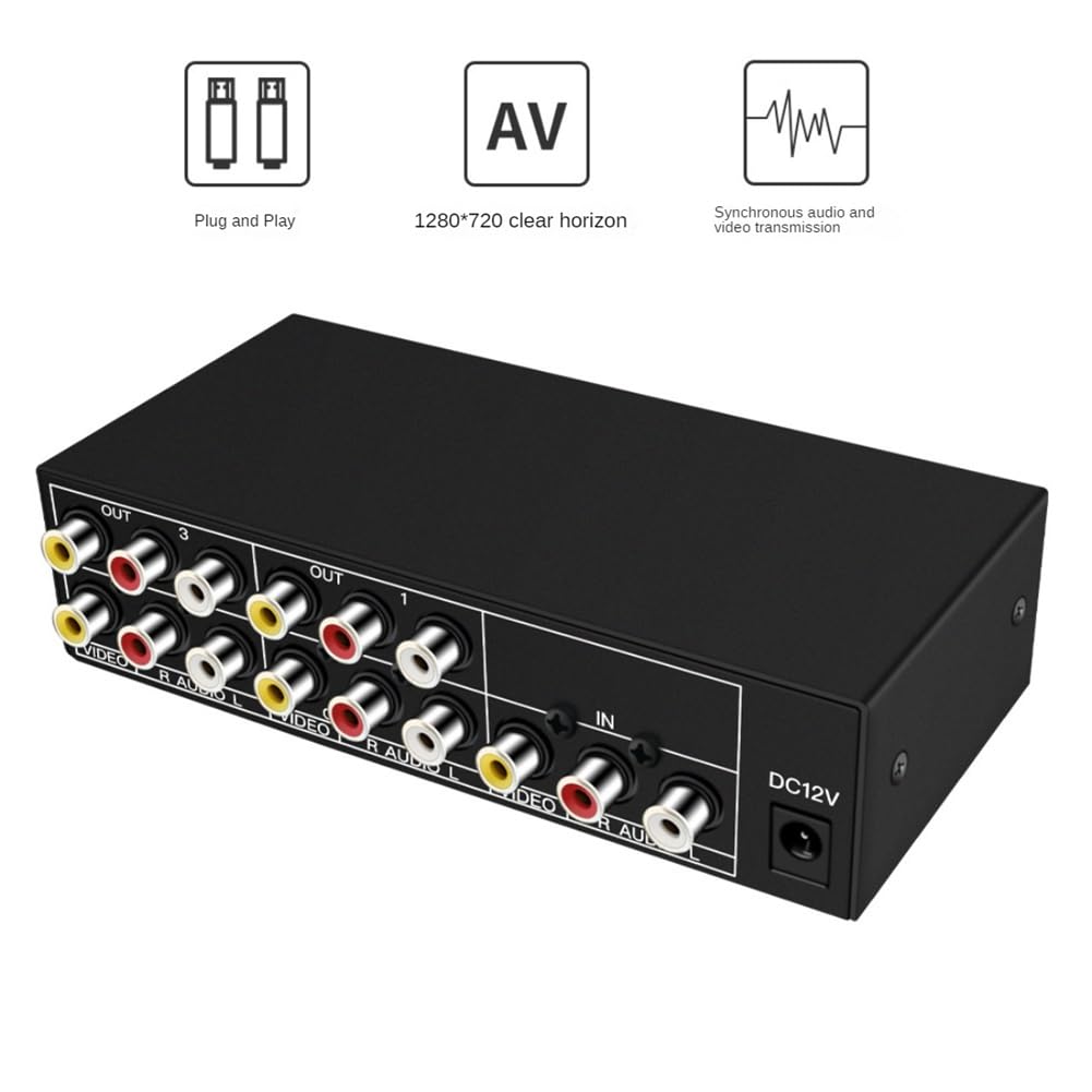 Splitter AV RCA 1 in 4 Uscite Distributore Audio Video 1X4 per DVD