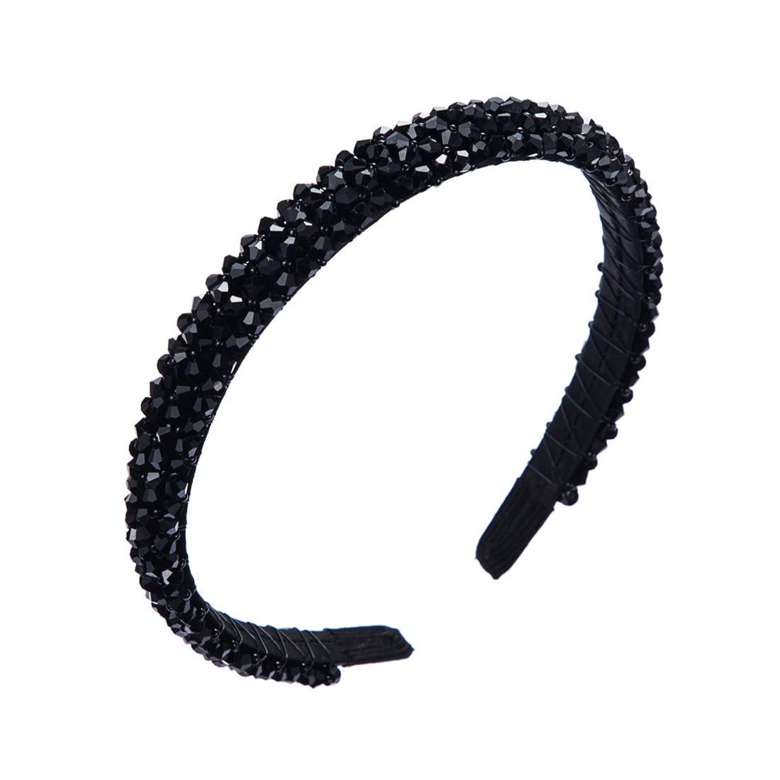 DULSPUE diadema mujer,diadema mujer boda invitada,diademas mujer,tocados de boda,diadema boda invitada,Cuatro filas de diademas de cristal para la cabeza de la novia (negro)