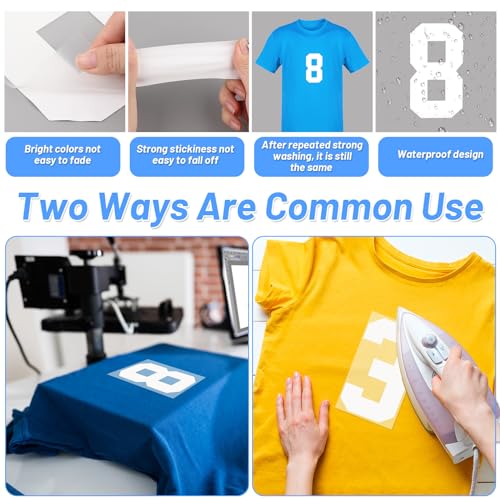 33 Pcs Iron on Numbers for Clothing, 8 Inch Heat Transfer 0 to 9 Jersey Number Large Iron on Numbers for Jersey White Iron Number for Sports Uniform Basketball Baseball Football T-Shirt - Thumbnail 3