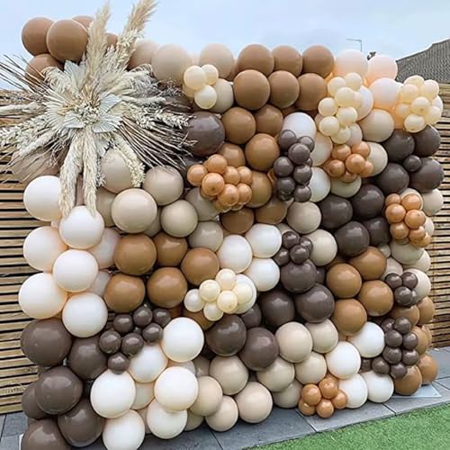 Image of Brown Balloons, 60pcs 12In Neutral Balloon Set, Dark Brown and Sand White Balloons, Tan Cocoa Coffee Beige Nude Latex Balloon for Neutral Baby Shower Birthday Bridal Shower