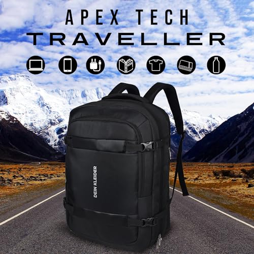 Image of DEIN KLEIDER Apex Weekender Traveller 40 Litres Anti Theft 15.6 Inch Smart Tech Laptop Backpack with 100% Waterproof fabric USB Charging Port and Anti Theft Pocket for Men Women Boys Girls