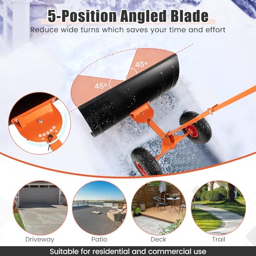 Gymax GM1834 Snow Shovel, 29 Inch Snow Shovel For Driveway With 10 Inch Pneumatic Wheels thumb #3