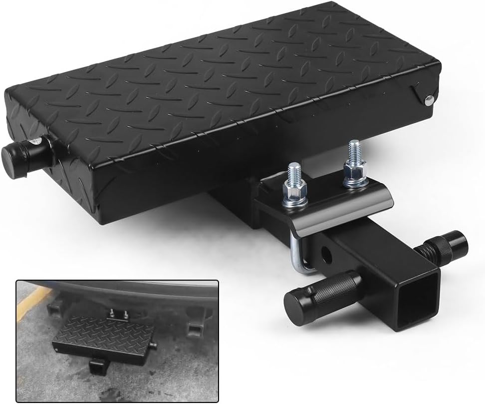 Trailer Hitch Extension Step Toolbox 3in1 Double Lock AntiLost Anti Slip and Rust