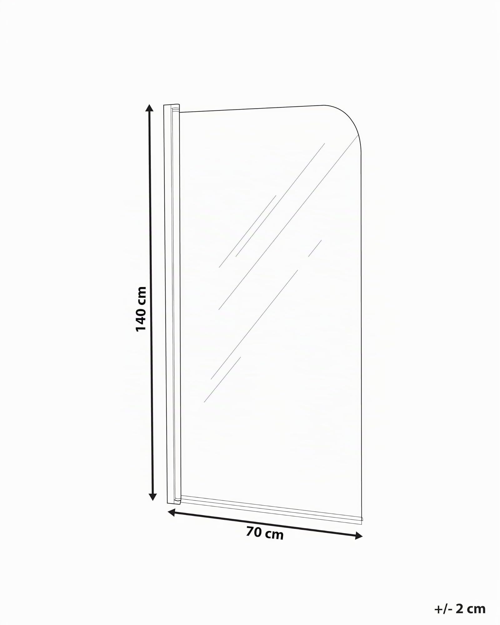 Mampara de ducha minimalista de vidrio templado transparente ajustable negro 140 x 70 cm Lapan