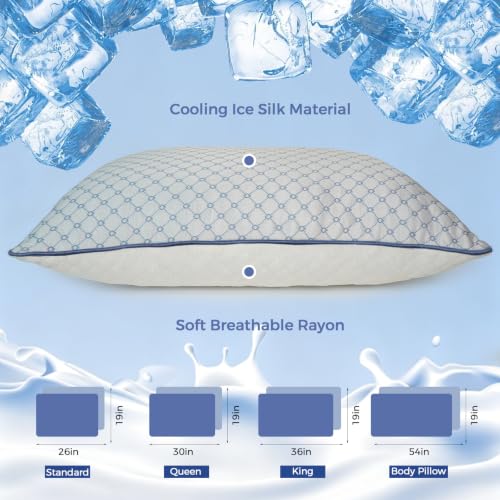 Image of Adjustable Bed Pillows Standard Size Set of 2 for Sleeping, Soft and Supportive Bed Pillows with Memory Foam Filling for Side and Back Sleepers, Neck Supportive-Standard Size, 2 Pack