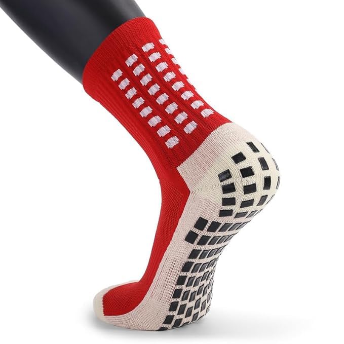 Image of Anti Slip Athletic Socks for Men | Pack of 3 Non Slip Grip Dotted Socks for Football, Running, Gym, Cycling & Outdoor Sports | Comfortable Cotton Ankle Socks